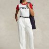 Pantalones rectos de satén Ralph Lauren para mujer, color blanco Pantalones rectos de satén Ralph Lauren para mujer, color blanco