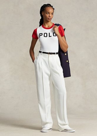 Pantalones rectos de satén Ralph Lauren para mujer, color blanco Pantalones rectos de satén Ralph Lauren para mujer, color blanco