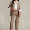 Pantalones rectos de tweed de lana y lino a cuadros de Ralph Lauren para mujer en color marrón Pantalones rectos de tweed de lana y lino a cuadros de Ralph Lauren para mujer en color marrón