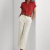 Pantalones tobilleros de algodón elástico de doble cara Ralph Lauren para mujer en color crema Pantalones tobilleros de algodón elástico de doble cara Ralph Lauren para mujer en color crema