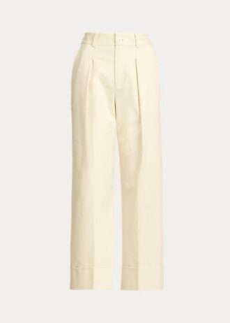 Pantalones tobilleros de algodón elástico de doble cara Ralph Lauren para mujer en color crema Pantalones tobilleros de algodón elástico de doble cara Ralph Lauren para mujer en color crema