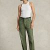 Pantalones utilitarios de satén de algodón Ralph Lauren para mujer en color oliva Pantalones utilitarios de satén de algodón Ralph Lauren para mujer en color oliva