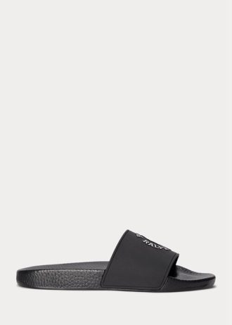 Pantuflas con el logotipo de Ralph Lauren para hombre, color negro y blanco