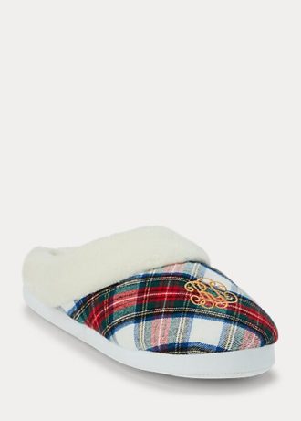 Pantuflas con logotipo a cuadros Ralph Lauren multicolor para mujer