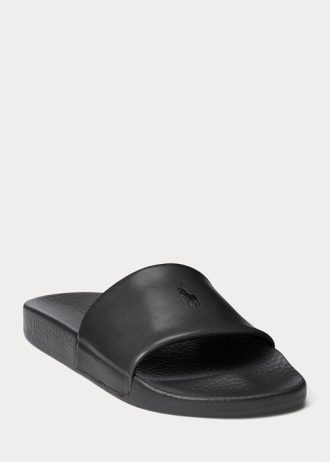 Pantuflas de piel de poni con la firma de Ralph Lauren para hombre, color negro