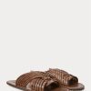 Pantuflas de piel trenzada Ralph Lauren para hombre en color marrón oscuro Pantuflas de piel trenzada Ralph Lauren para hombre en color marrón oscuro