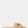 Pantuflas marrones con logotipo de rafia de Ralph Lauren para mujer Pantuflas marrones con logotipo de rafia de Ralph Lauren para mujer