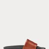 Pantuflas marrones de piel de poni con la firma de Ralph Lauren para hombre Pantuflas marrones de piel de poni con la firma de Ralph Lauren para hombre