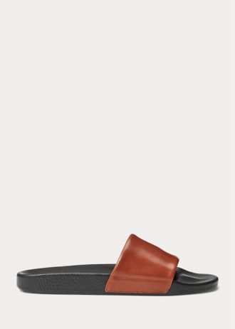 Pantuflas marrones de piel de poni con la firma de Ralph Lauren para hombre