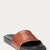 Pantuflas marrones de piel de poni con la firma de Ralph Lauren para hombre Pantuflas marrones de piel de poni con la firma de Ralph Lauren para hombre