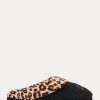 Pantuflas negras con logo de leopardo de Ralph Lauren para mujer