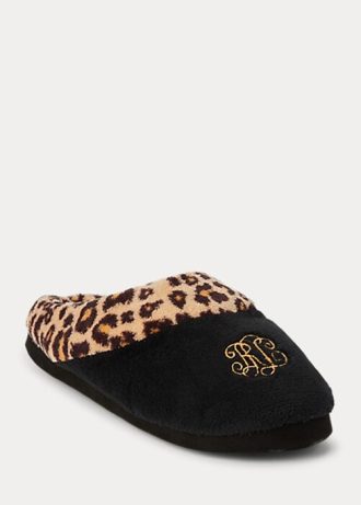 Pantuflas negras con logo de leopardo de Ralph Lauren para mujer