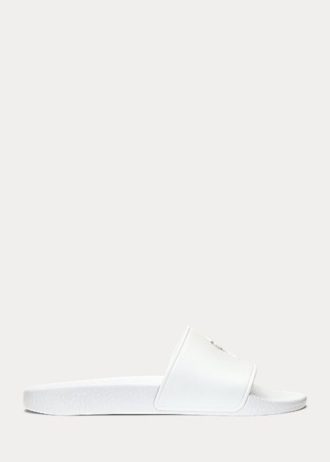 Pantuflas Ralph Lauren Big Pony blancas para mujer