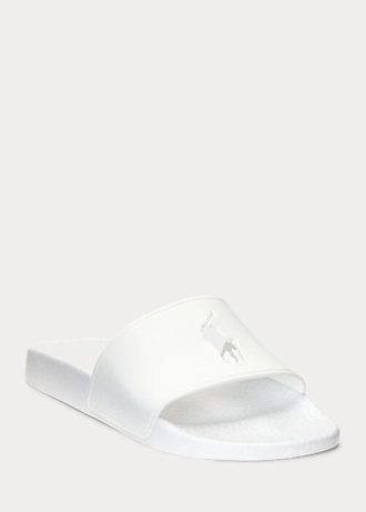 Pantuflas Ralph Lauren Big Pony blancas para mujer