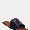 Pantuflas Ralph Lauren de piel vachetta para mujer, color negro Pantuflas Ralph Lauren de piel vachetta para mujer, color negro