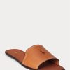 Pantuflas Ralph Lauren de piel vachetta para mujer en color marrón Pantuflas Ralph Lauren de piel vachetta para mujer en color marrón