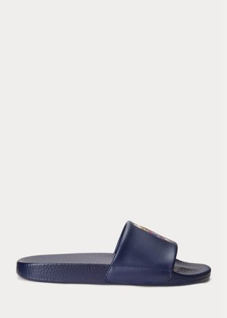 Pantuflas Ralph Lauren Polo Bear para hombre en color azul marino