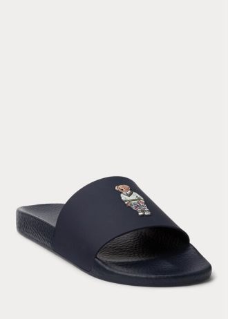 Pantuflas Ralph Lauren Polo Bear para hombre en color azul marino