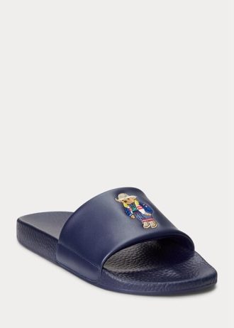 Pantuflas Ralph Lauren Polo Bear para hombre en color azul marino