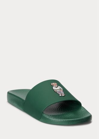 Pantuflas Ralph Lauren Polo Bear verdes para hombre