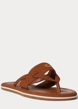 Pantuflas Ralph Lauren Rosalind marrones para mujer