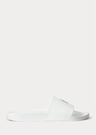 Pantuflas Ralph Lauren Signature Pony para hombre, color blanco y azul marino