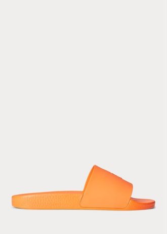 Pantuflas Ralph Lauren Signature Pony para hombre en color naranja y blanco