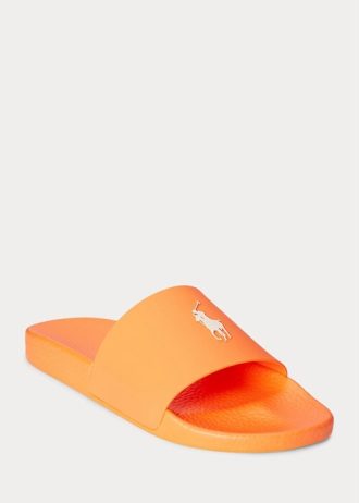 Pantuflas Ralph Lauren Signature Pony para hombre en color naranja y blanco