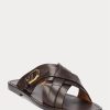 Pantuflas Ralph Lauren Welington de piel de becerro marrón oscuro para hombre Pantuflas Ralph Lauren Welington de piel de becerro marrón oscuro para hombre