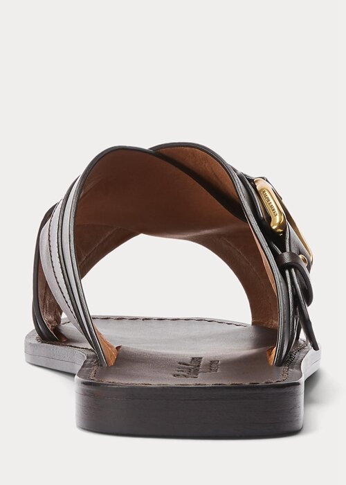 Pantuflas Ralph Lauren Welington de piel de becerro marrón oscuro para hombre Pantuflas Ralph Lauren Welington de piel de becerro marrón oscuro para hombre