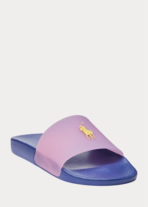 Pantuflas termocromáticas Ralph Lauren Signature Pony para hombre, color morado y rosa Pantuflas termocromáticas Ralph Lauren Signature Pony para hombre, color morado y rosa