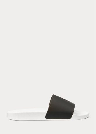 Pantuflas termocromáticas Ralph Lauren Signature Pony para hombre, color negro y amarillo Pantuflas termocromáticas Ralph Lauren Signature Pony para hombre, color negro y amarillo