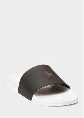 Pantuflas termocromáticas Ralph Lauren Signature Pony para hombre, color negro y amarillo Pantuflas termocromáticas Ralph Lauren Signature Pony para hombre, color negro y amarillo