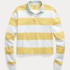 Polo de rugby Ralph Lauren de jersey corto a rayas amarillo/blanco para mujer