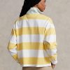 Polo de rugby Ralph Lauren de jersey corto a rayas amarillo/blanco para mujer