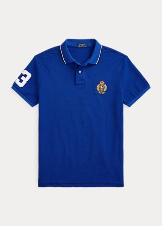 Polo Ralph Lauren Classic Fit con escudo de malla azul para hombre