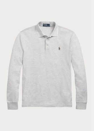 Polo Ralph Lauren de corte entallado con diseño de ojo de pájaro en gris para hombre
