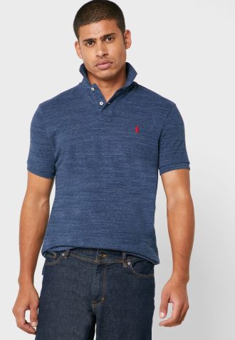 Polos básicos de malla Ralph Lauren azules para hombre