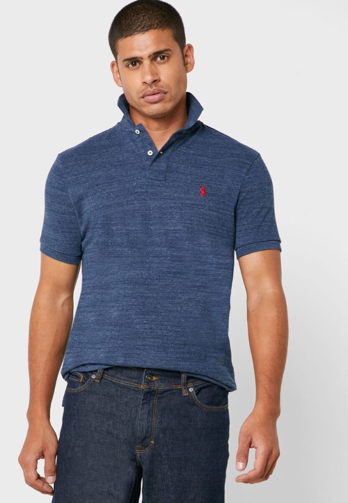 Polos básicos de malla Ralph Lauren azules para hombre