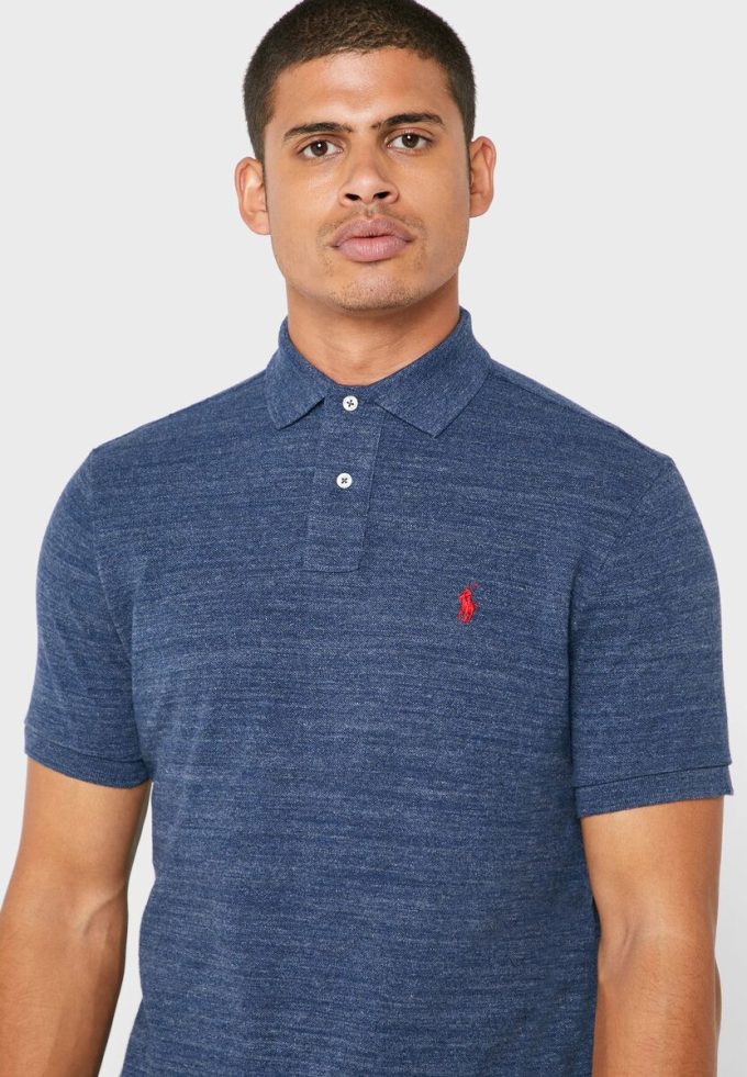 Polos básicos de malla Ralph Lauren azules para hombre