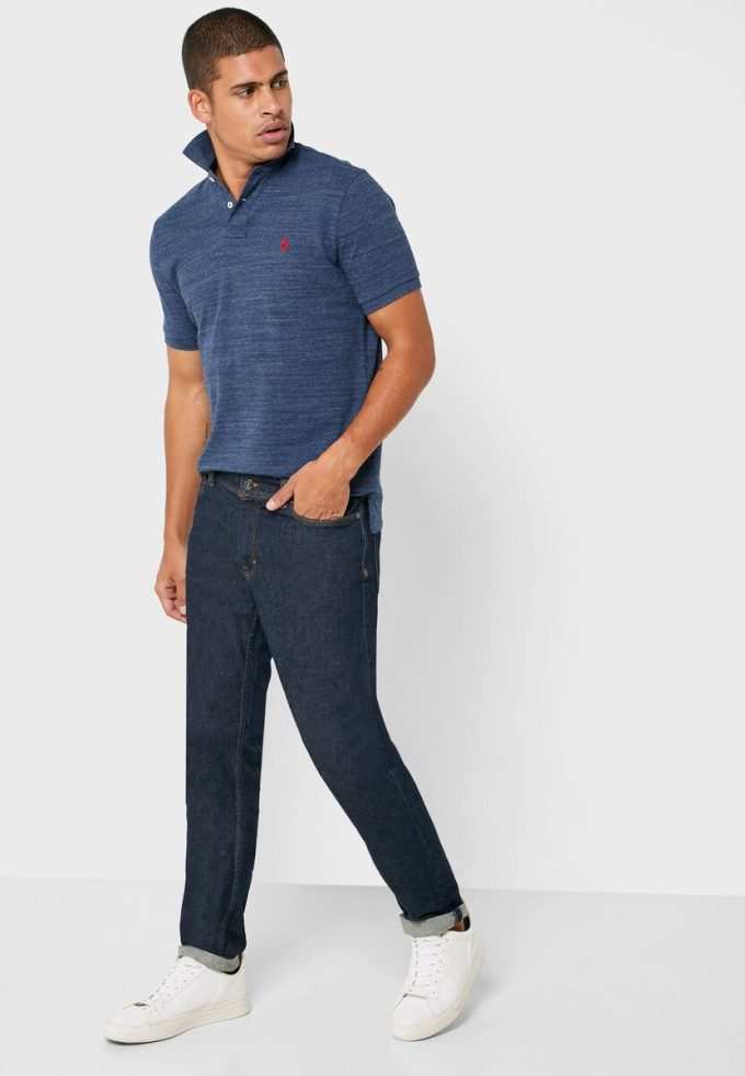 Polos básicos de malla Ralph Lauren azules para hombre