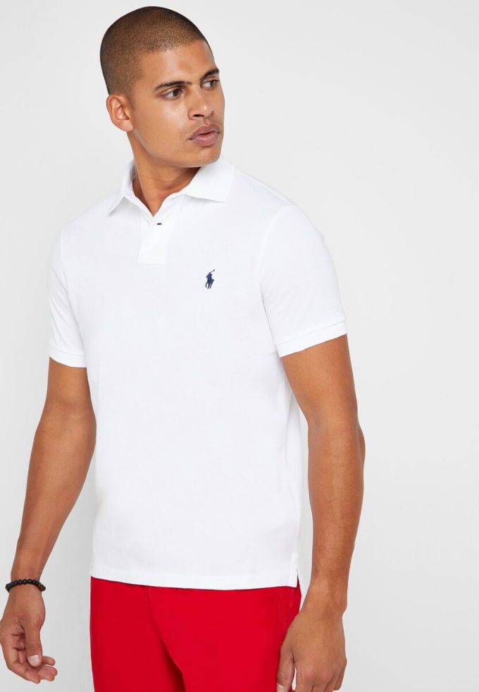 Polos básicos de malla Ralph Lauren blancos para hombre