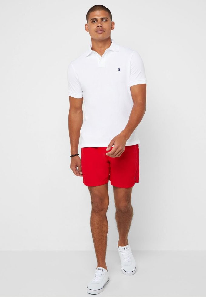 Polos básicos de malla Ralph Lauren blancos para hombre