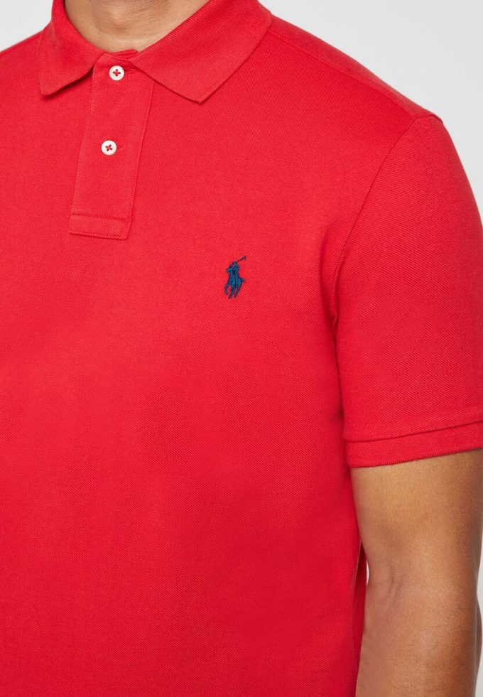 Polos básicos de malla Ralph Lauren rojos para hombre Polos básicos de malla Ralph Lauren rojos para hombre