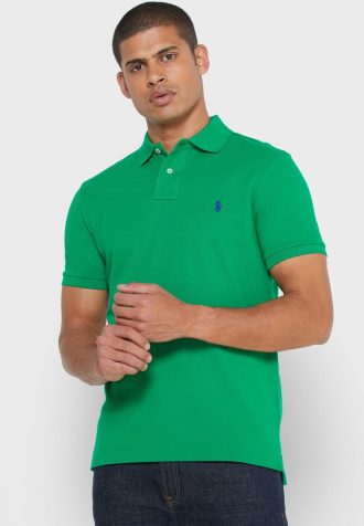 Polos básicos de malla Ralph Lauren verdes para hombre