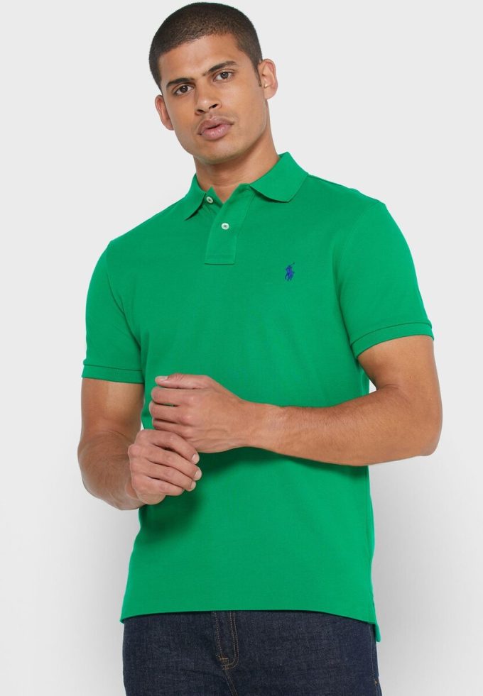 Polos básicos de malla Ralph Lauren verdes para hombre Polos básicos de malla Ralph Lauren verdes para hombre