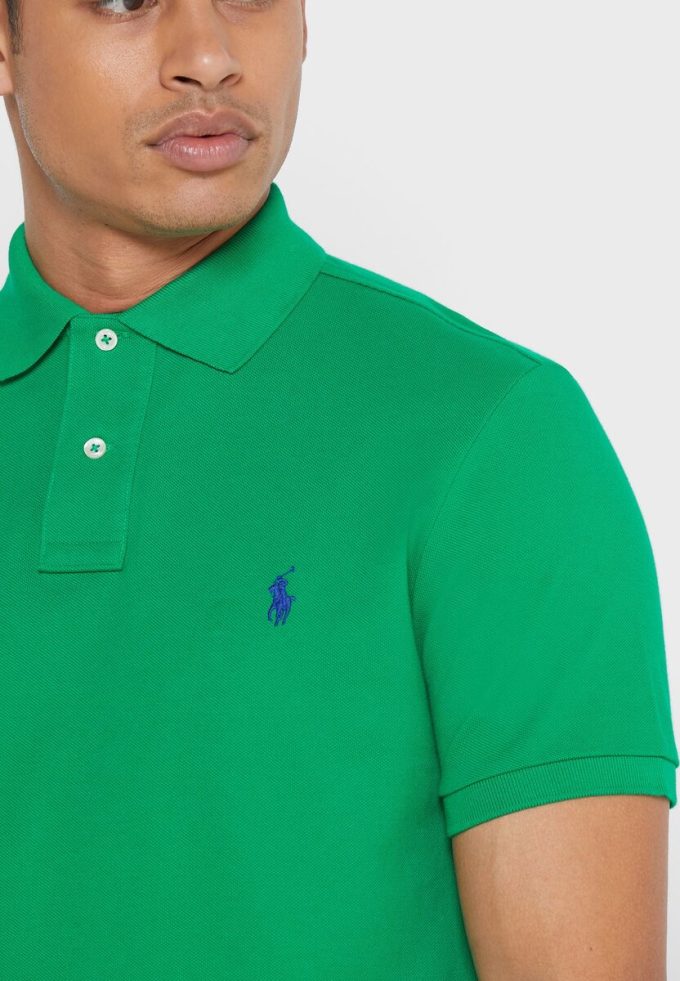 Polos básicos de malla Ralph Lauren verdes para hombre Polos básicos de malla Ralph Lauren verdes para hombre
