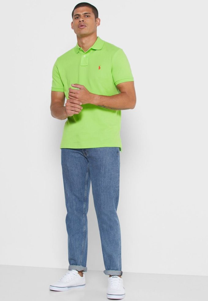 Polos básicos de malla Ralph Lauren verdes para hombre