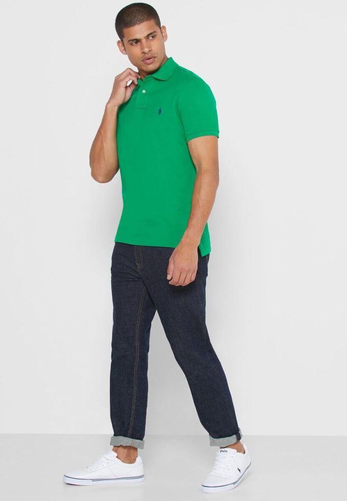 Polos básicos de malla Ralph Lauren verdes para hombre Polos básicos de malla Ralph Lauren verdes para hombre