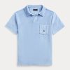Polos de felpa de corte entallado personalizados de Ralph Lauren para hombre de AZURE Polos de felpa de corte entallado personalizados de Ralph Lauren para hombre de AZURE